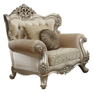 ACME Bently Fabric Tufted Chair in Pearl/Champagne