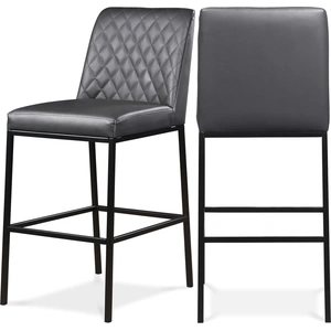 Meridian Furniture Bryce Faux Leather Bar Stool with Matte Black Metal Legs (Set of 2)