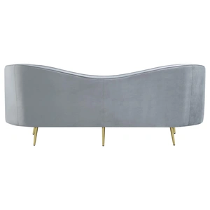 Coaster Sophia Velvet Sofa with Camel Back, Grey/Gold