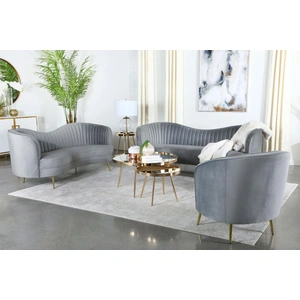 Coaster Sophia Channel Tufted Back Velvet Living Room Set