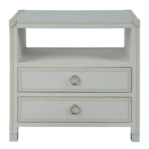 Universal Furniture Riven Wood/Fabric/Leather Nightstand w/2 Drawers