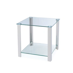 Chintaly Imports 5080 Square Glass Lamp Table w/Shelf