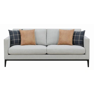 Coaster Apperson Cushioned Back Linen Fabric Sofa, Light Grey