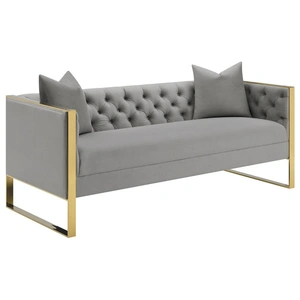 Coaster Eastbrook Tufted Back Velvet Sofa, Grey