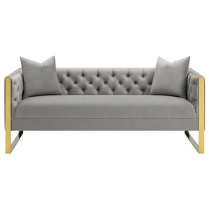 Coaster Eastbrook Tufted Back Velvet Sofa, Grey