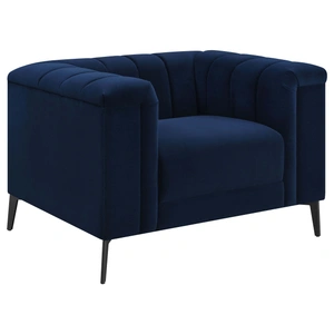 Coaster Chalet Tuxedo Velvet Arm Chair, Blue