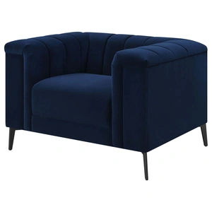 Coaster Chalet Tuxedo Velvet Arm Chair, Blue