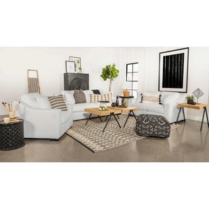 Coaster Ashlyn Fabric Sloped Arms Living Room Set, White