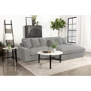 Coaster Blaine Polyester Fabric/Wood Reversible L-Shape Sectional Sofa, Fog