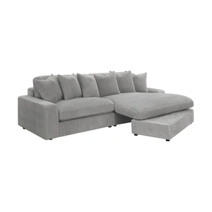 Coaster Blaine Polyester Fabric/Wood Reversible L-Shape Sectional Sofa, Fog