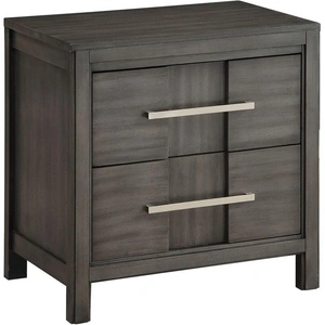 Furniture of America Berenice Wood Nightstand w/2 Drawers, Gray