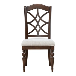 Liberty Furniture Arden Road Chenille/Wood Splat Back Side Chair, Satin Cherry/Cream (Set of 2)