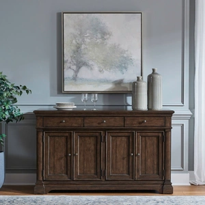 Liberty Furniture Arden Road Wood 4-Door 3-Drawer Buffet, Satin Cherry