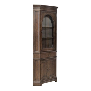 Liberty Furniture Arden Road Wood 3-Door 1-Drawer Corner Cabinet w/LED Lighting, Satin Cherry