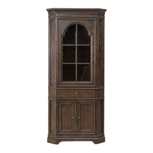 Liberty Furniture Arden Road Wood 3-Door 1-Drawer Corner Cabinet w/LED Lighting, Satin Cherry