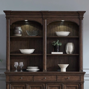 Liberty Furniture Arden Road Wood Buffet Hutch w/LED Lighting, Satin Cherry