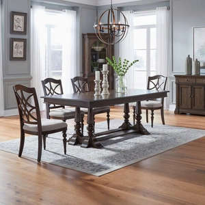 Liberty Furniture Arden Road Trestle Dining Set | Extendable Wood Table & Chairs, Satin Cherry