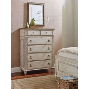 American Drew Southbury Wood Chest w/5 Drawers, White