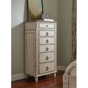American Drew Southbury Wood Lingerie Chest w/6 Drawers, White