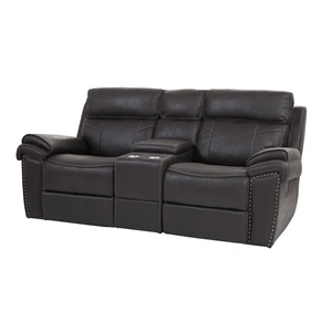 Amalfi Furniture SM Dublin Faux Leather Manual Reclining Loveseat, Charcoal