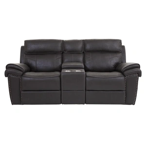 Amalfi Furniture SM Dublin Faux Leather Manual Reclining Loveseat, Charcoal