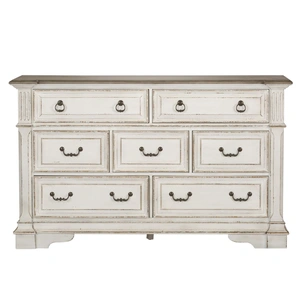 Liberty Furniture Abbey Park Wood 7-Drawer Dresser, Antique White/Weathered Brown
