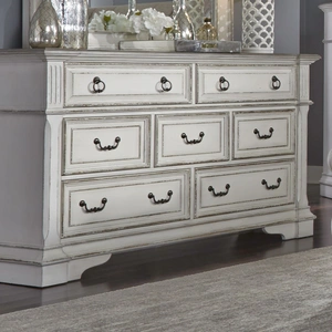 Liberty Furniture Abbey Park Wood 7-Drawer Dresser, Antique White/Weathered Brown
