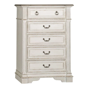 Liberty Furniture Abbey Park Wood 5-Drawer Chest, Antique White/Weathered Brown