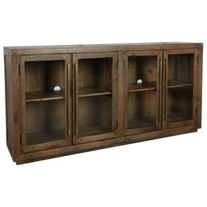 Classic Home Bradley Wood 4-Door Sideboard w/Glass Doors