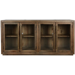 Classic Home Bradley Wood 4-Door Sideboard w/Glass Doors