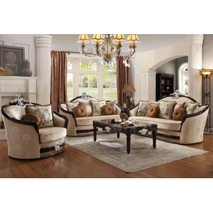 ACME Ernestine Fabric/Wood Living Room Set, Beige