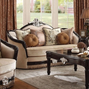 ACME Ernestine Fabric/Wood Loveseat, Beige