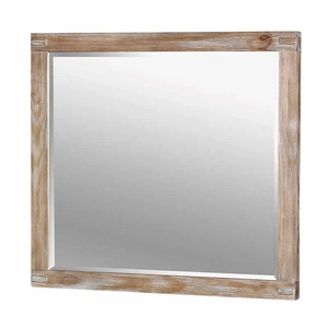 Furniture of America Wynton Wood Mirror, Weathered Light Oak