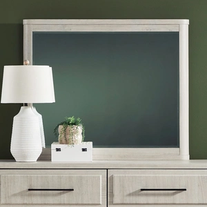 Liberty Furniture Modern Play Rectangular Wood Landscape Mirror, Natural White