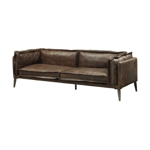AF Modern Porchester Distress Top Grain Leather Sofa, Chocolate