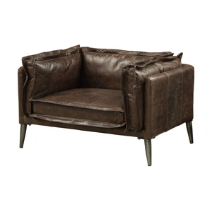 AF Modern Porchester Distress Top Grain Leather Chair, Chocolate