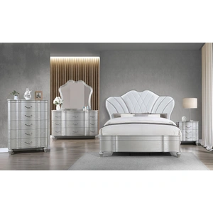 Galaxy Home Furnishings Eros Wood Panel Bedroom Set, Silver