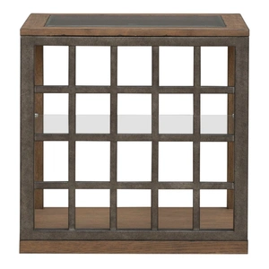 Liberty Furniture Bayhill Trellis Rectangular Glass/Wood End Table, Honey/Black Metal Accents