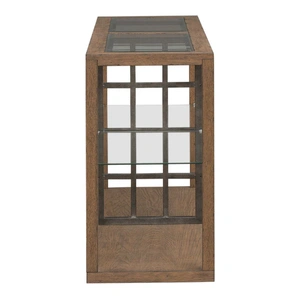 Liberty Furniture Bayhill Trellis Rectangular Glass/Wood Sofa Table, Honey/Black Metal Accents
