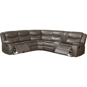 ACME Tavin Leather-Aire Dual Recline L-Shaped Sectional Sofa, Taupe