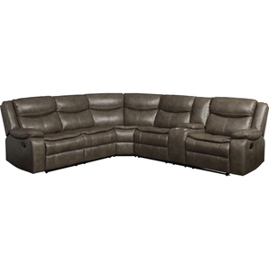 ACME Tavin Leather-Aire Dual Recline L-Shaped Sectional Sofa, Taupe
