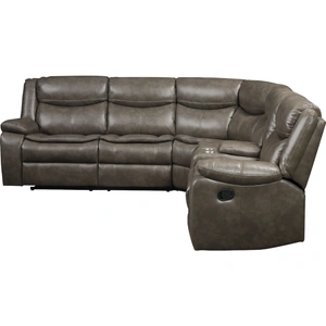 ACME Tavin Leather-Aire Dual Recline L-Shaped Sectional Sofa, Taupe