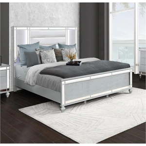 Bella Furniture SM Calipso Wood/Velvet Padding Bedroom Set w/Led