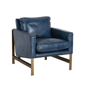 Classic Home Chazzie Top Grain Leather Club Chair, Blue