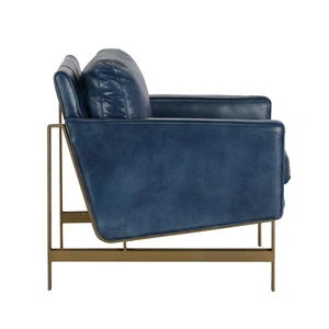 Classic Home Chazzie Top Grain Leather Club Chair, Blue