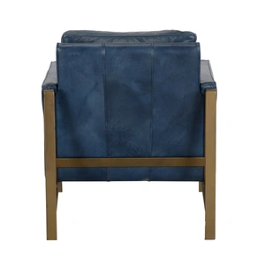 Classic Home Chazzie Top Grain Leather Club Chair, Blue