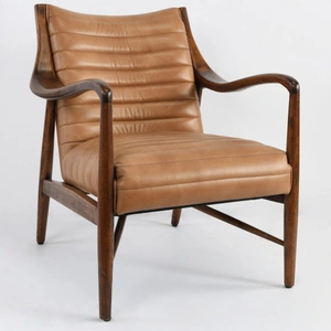 Classic Home Kenneth Top Grain Leather Club Chair, Tan