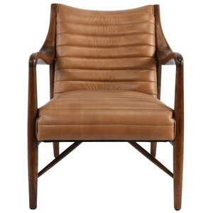 Classic Home Kenneth Top Grain Leather Club Chair, Tan