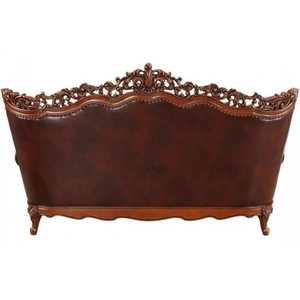 ACME Eustoma Top Grain Leather/Wood Tufted Sofa w/Pillows, Cherry/Walnut