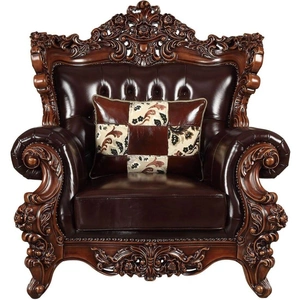 ACME Forsythia Leather Chair in Espresso & Walnut